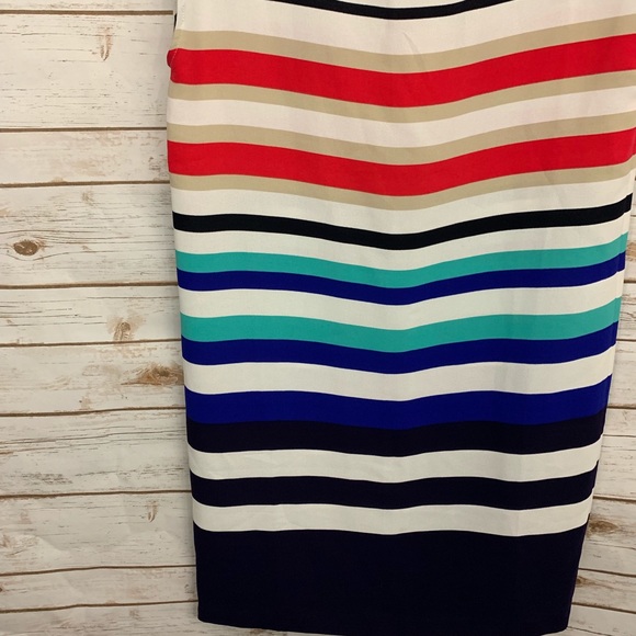 Loft Rainbow Striped Sleeveless Cap Sleeve Career Dress - Picture 2 of 6